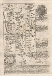Kettlewell-Middleham-Richmond road strip map by J. OWEN & E. BOWEN 1753