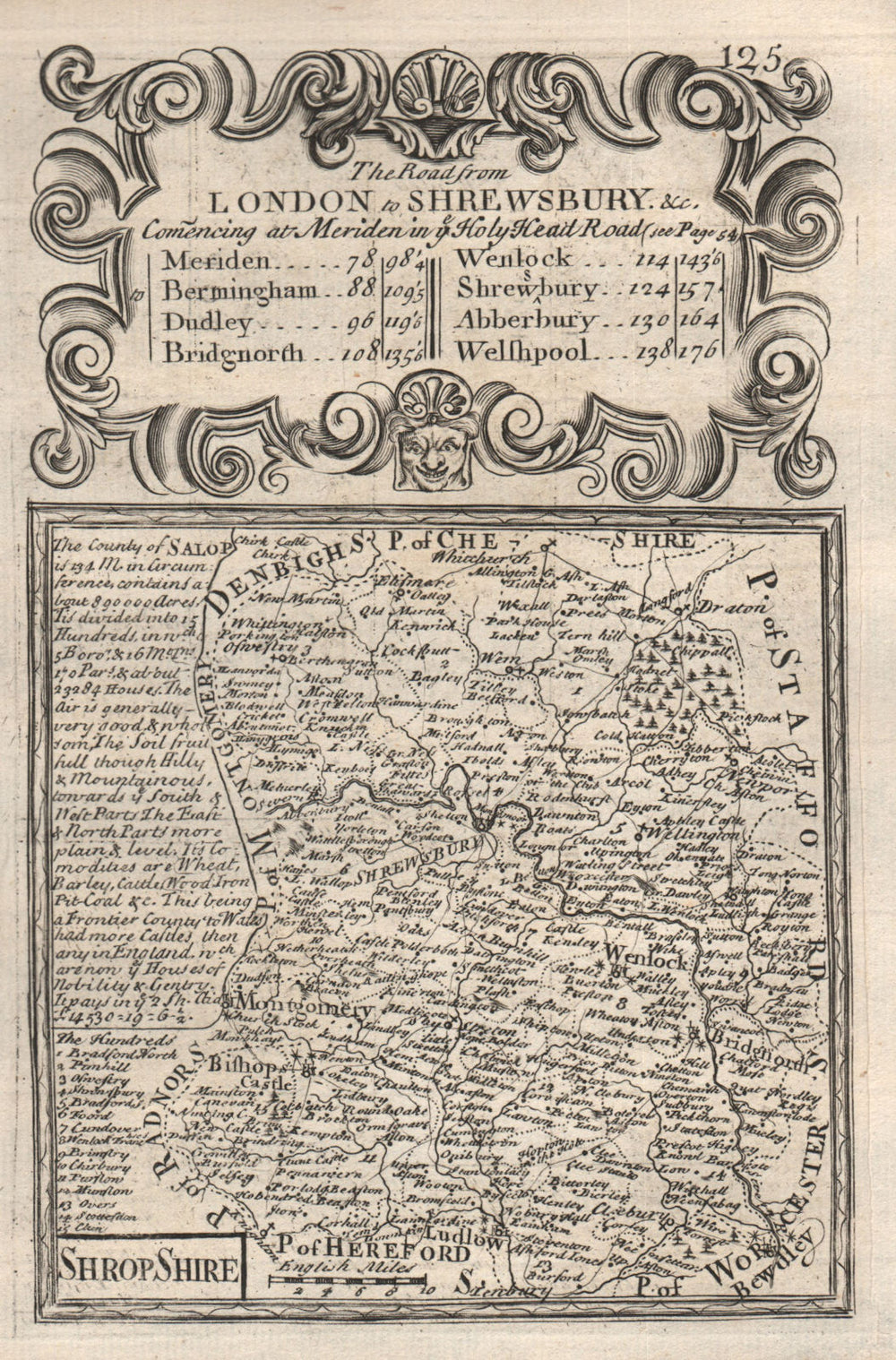 'Shrop-Shire'. County map by J. OWEN & E. BOWEN. Shropshire 1753 old