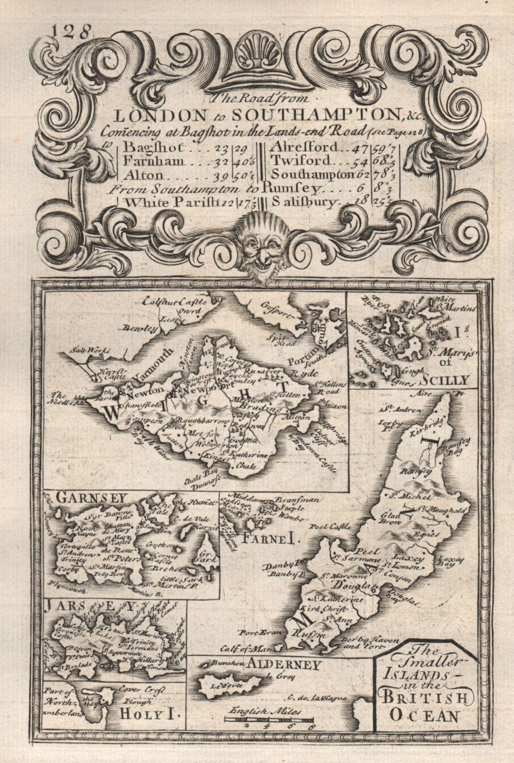 'Smaller Islands in the British Ocean' Isle of Wight Man Scilly. BOWEN 1753 map