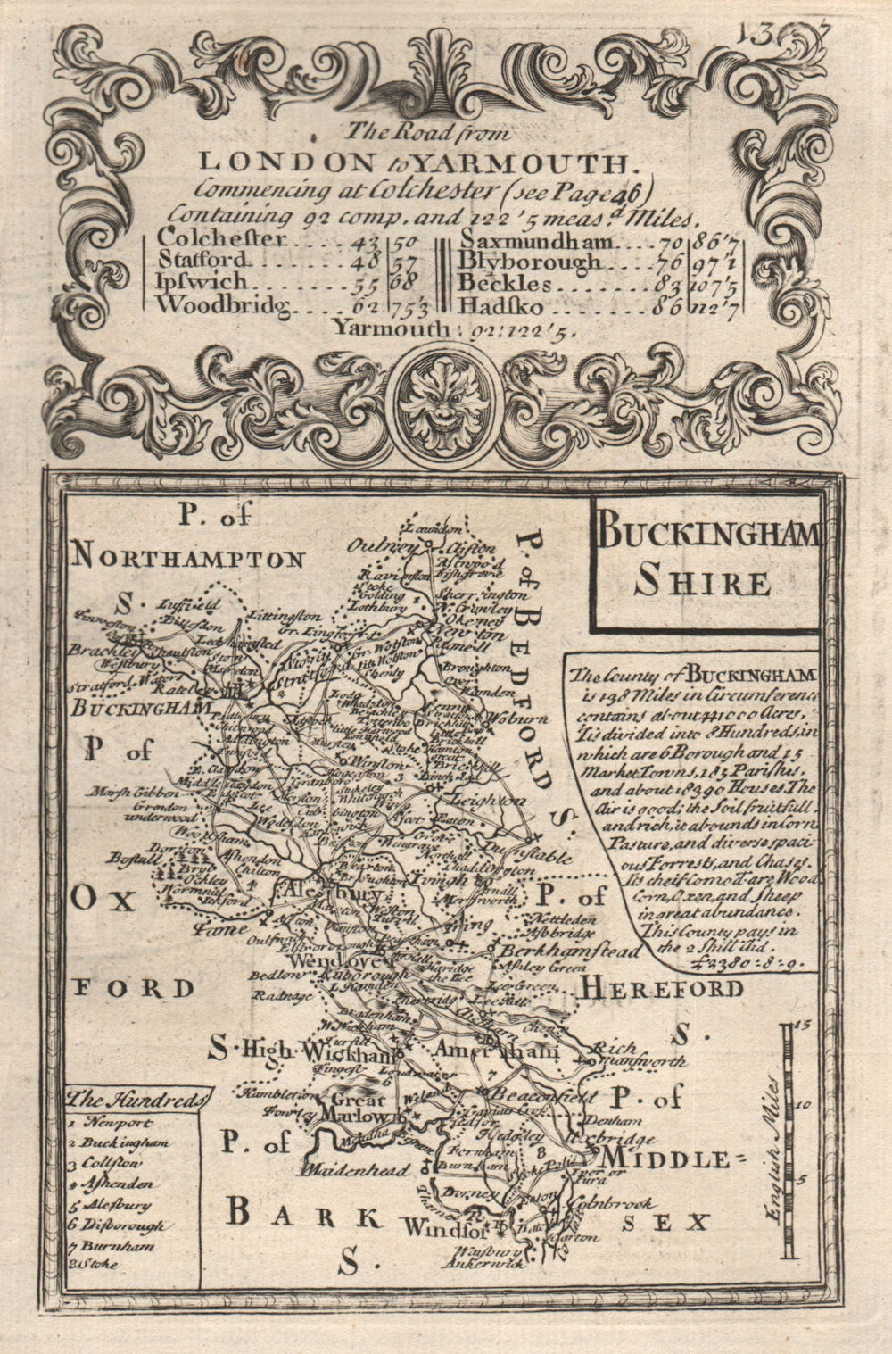 'Buckingham-Shire'. County map by J. OWEN & E. BOWEN. Buckinghamshire 1753