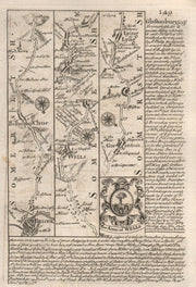 Bristol-Wells-Glastonbury-Walton-Greinton-Lyng road map by OWEN & BOWEN 1753