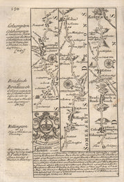 Taunton-Wellington-Willand-Bradninch-Exeter road map by OWEN & BOWEN 1753