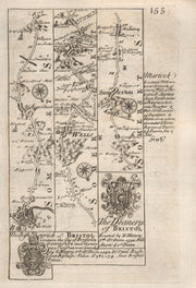 Bristol-Wells-Glastonbury-Somerton road strip map by J. OWEN & E. BOWEN 1753