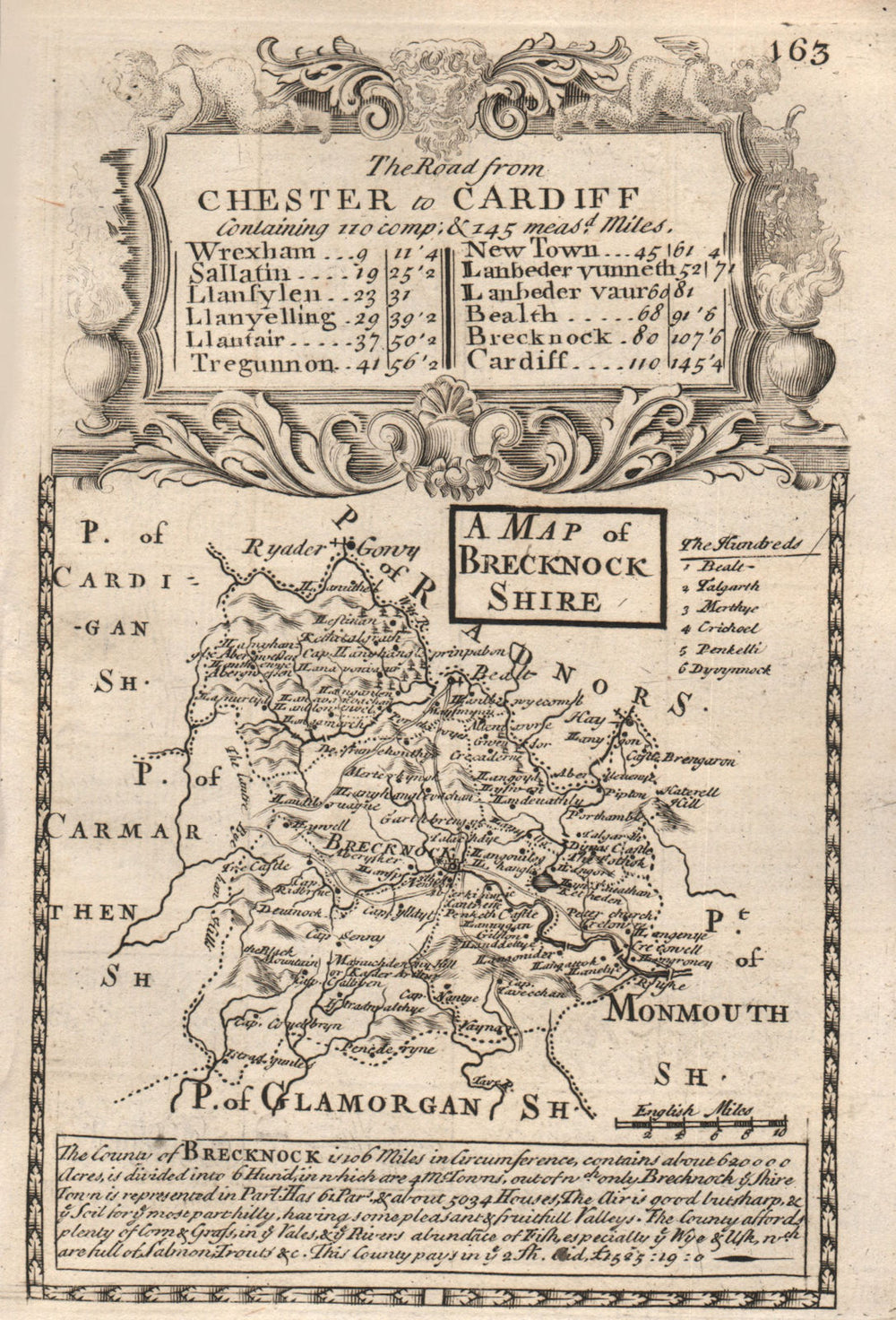 'A Map of Brecknock-Shire'. County map by OWEN & BOWEN. Brecknockshire 1753