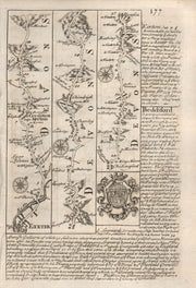 Exeter-Crediton-Chulmleigh-Chittlehamholt road map by J. OWEN & E. BOWEN 1753