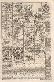 St Ives-Liskeard-Lostwithiel-Grampound-Truro road map by OWEN & BOWEN 1753