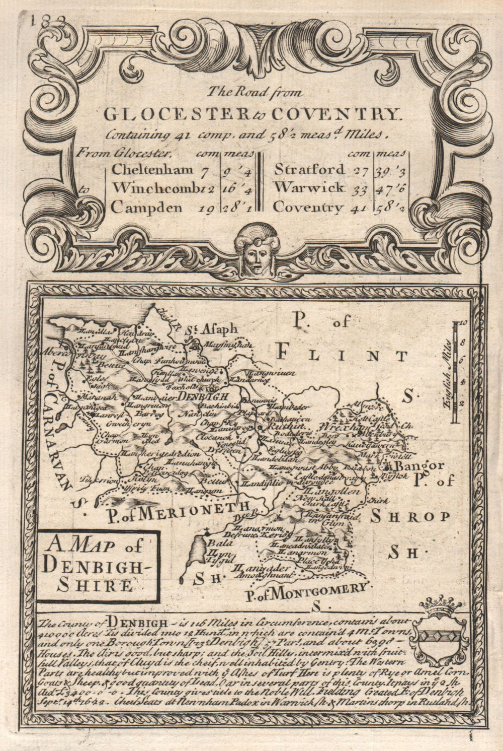 'A Map of Denbigh-Shire'. County map by J. OWEN & E. BOWEN. Denbighshire 1753