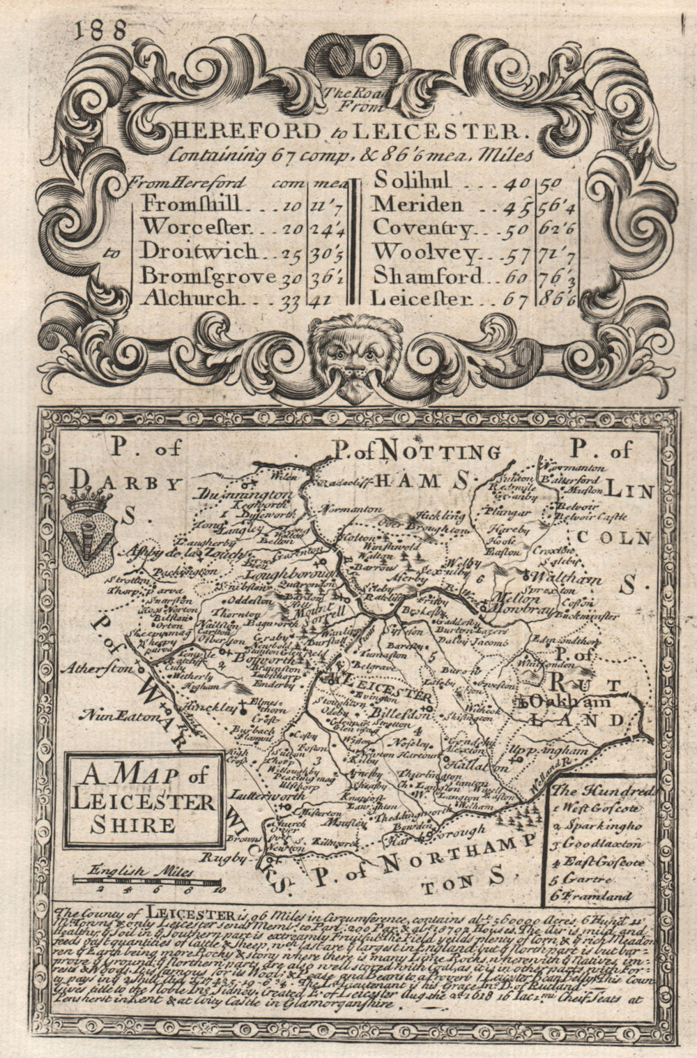 'A Map of Leicester-Shire'. County map by OWEN & BOWEN. Leicestershire 1753