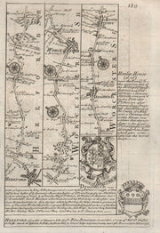 Hereford-Worcester-Droitwich Spa-Bromsgrove road map by OWEN & BOWEN 1753