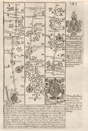 Ipswich-Claydon-Barham-Stonham Aspal-Scole road map by OWEN & BOWEN 1753