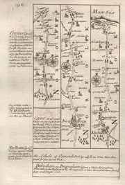 Long Stratton-Norwich-Aylsham-Cromer road strip map by J. OWEN & E. BOWEN 1753