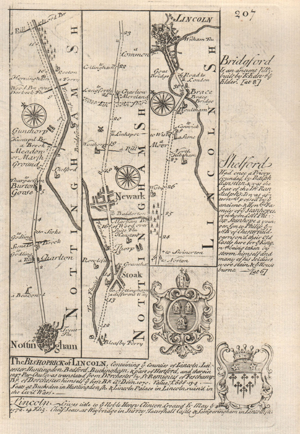 Nottingham-Carlton-Gunthorpe-Newark on Trent-Lincoln OWEN/BOWEN road map 1753