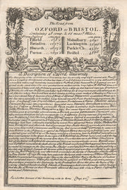 The Road from Oxford to Bristol. A description of Oxford University. BOWEN 1753