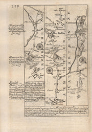Llandovery-Abermarlais-Carmarthen road strip map by J. OWEN & E. BOWEN 1753