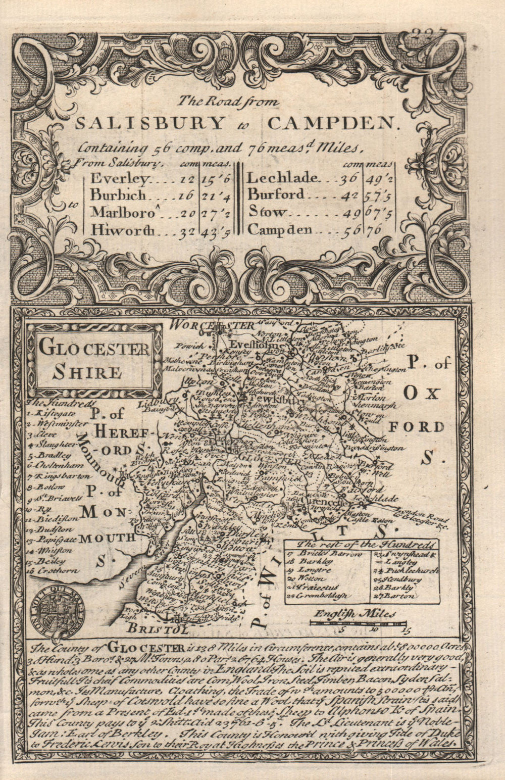 'Glocester Shire'. County map by J. OWEN & E. BOWEN. Gloucestershire 1753