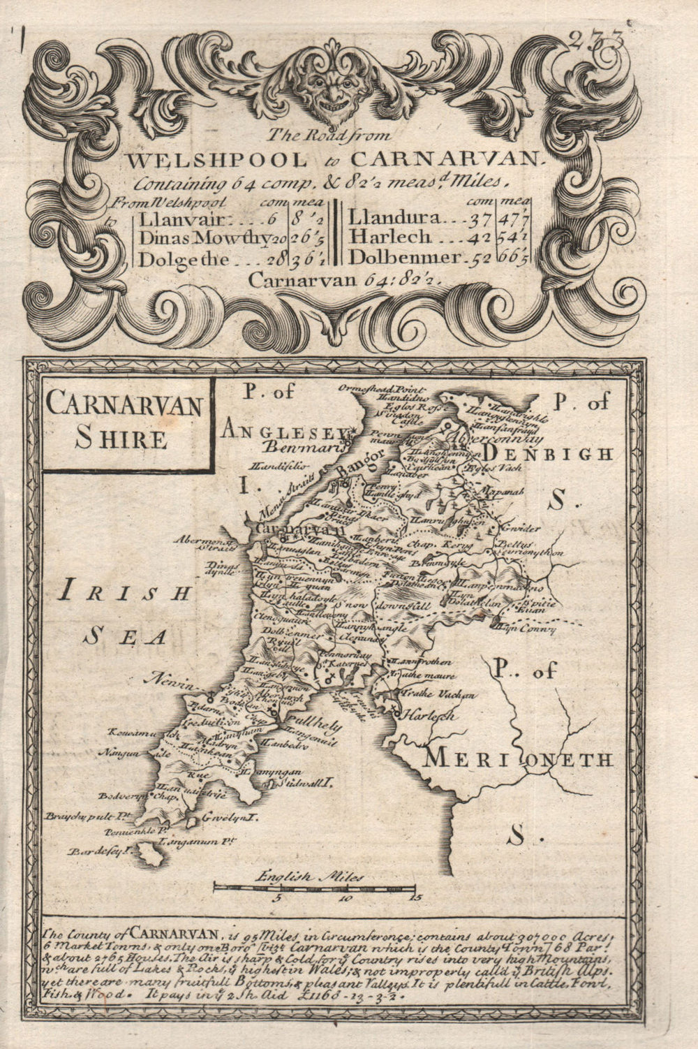 'Carnarvan Shire'. County map by J. OWEN & E. BOWEN. Carnarvanshire 1753