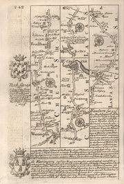 Warrington-Frodsham-Chester. Manchester-Stockport road map by OWEN & BOWEN 1753