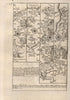 Lampeter-Aberystwyth road strip map by J. OWEN & E. BOWEN 1753 old antique
