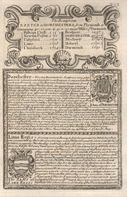 The Road from Exeter to Dorchester & from Plymouth to Dartmouth. Lime Regis 1753