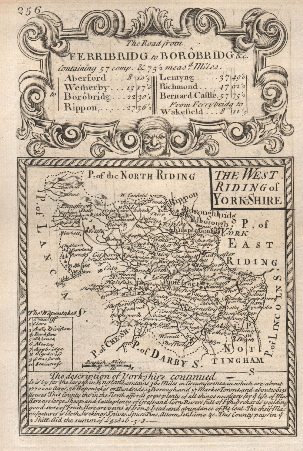 'The West Riding of York-Shire'. County map by OWEN & BOWEN. Yorkshire 1753
