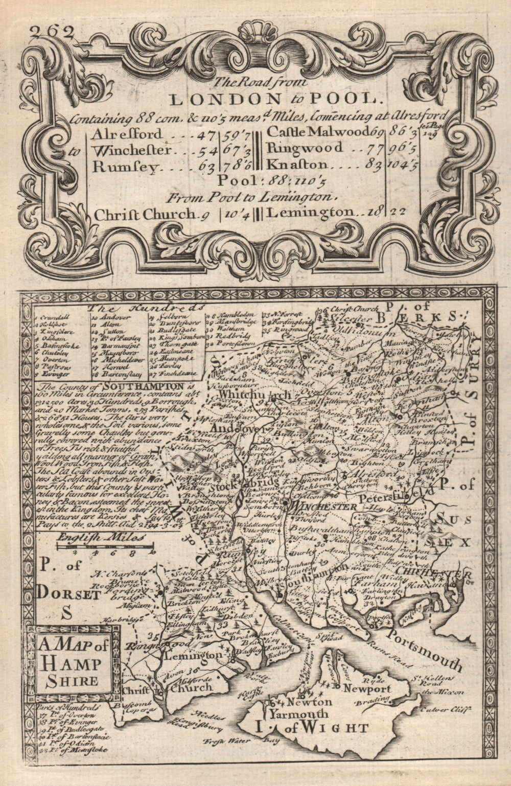'A Map of Hamp Shire'. County map by J. OWEN & E. BOWEN. Hampshire 1753