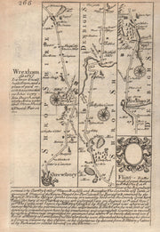Shrewsbury-Ellesmere-Dudleston-Wrexham road map by J. OWEN & E. BOWEN 1753