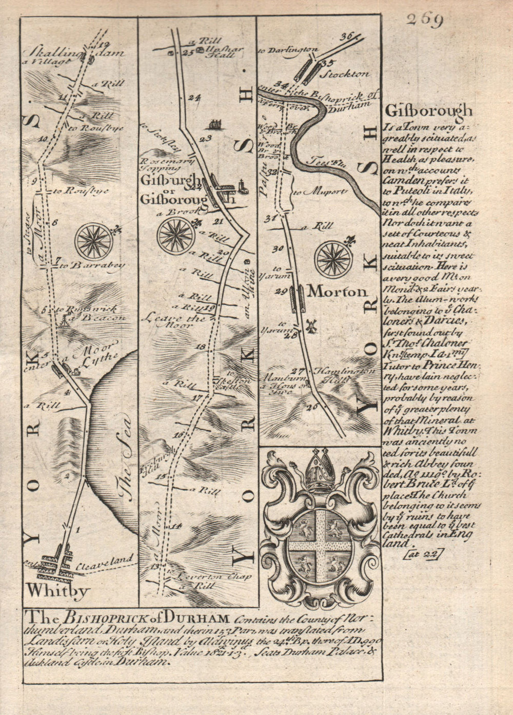 Whitby-Guisborough-Marton in Cleveland-Stockton on Tees OWEN/BOWEN road map 1753