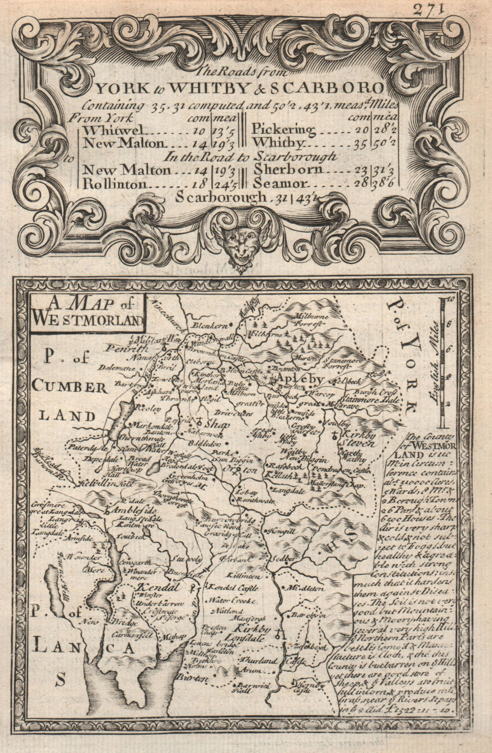 'A Map of Westmorland'. County map by J. OWEN & E. BOWEN. Westmorland 1753