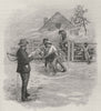 Seizing a Calf for Branding. Australia 1890 old antique vintage print picture