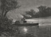 Night on the Murray. Australia 1890 old antique vintage print picture