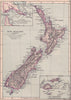 Map of New Zealand. New Zealand 1890 old antique vintage plan chart