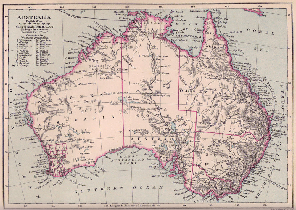 Map of Australia. Sydney. Australia 1890 old antique vintage plan chart
