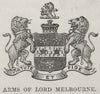 Arms of Lord Melbourne. Lord Melbourne. Australia 1890 old antique print