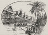 Native Dwellings at Port Moresby. New Guinea 1890 old antique print picture