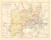 MIDDLESEX. Antique county map. Railways roads. London. PHILIP 1884 old