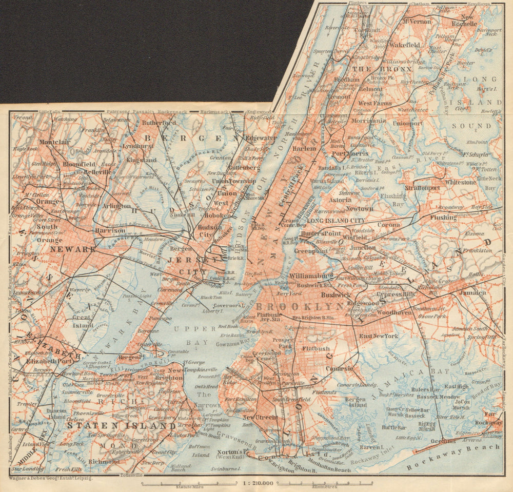 NEW YORK CITY. Manhattan Bronx Brooklyn Staten Is. Newark Jersey City 1904 map