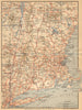 RAILWAY MAP OF THE NEW ENGLAND STATES. USA. BAEDEKER 1904 old antique