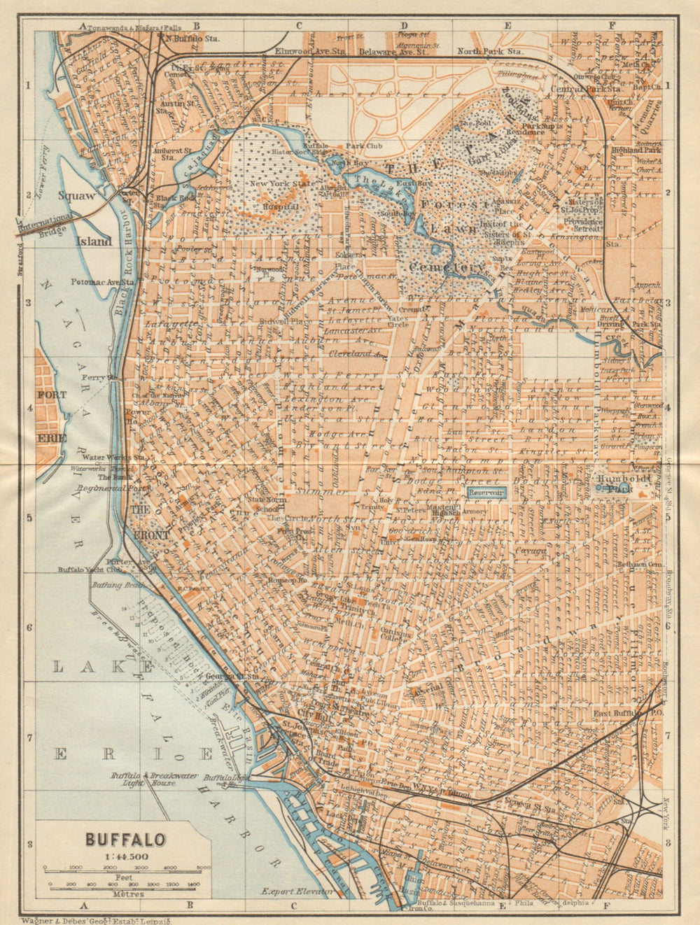 BUFFALO antique town city plan. New York State. BAEDEKER 1904 old map