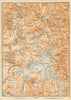 YELLOWSTONE NATIONAL PARK. Topo-map. Wyoming. BAEDEKER 1904 old antique