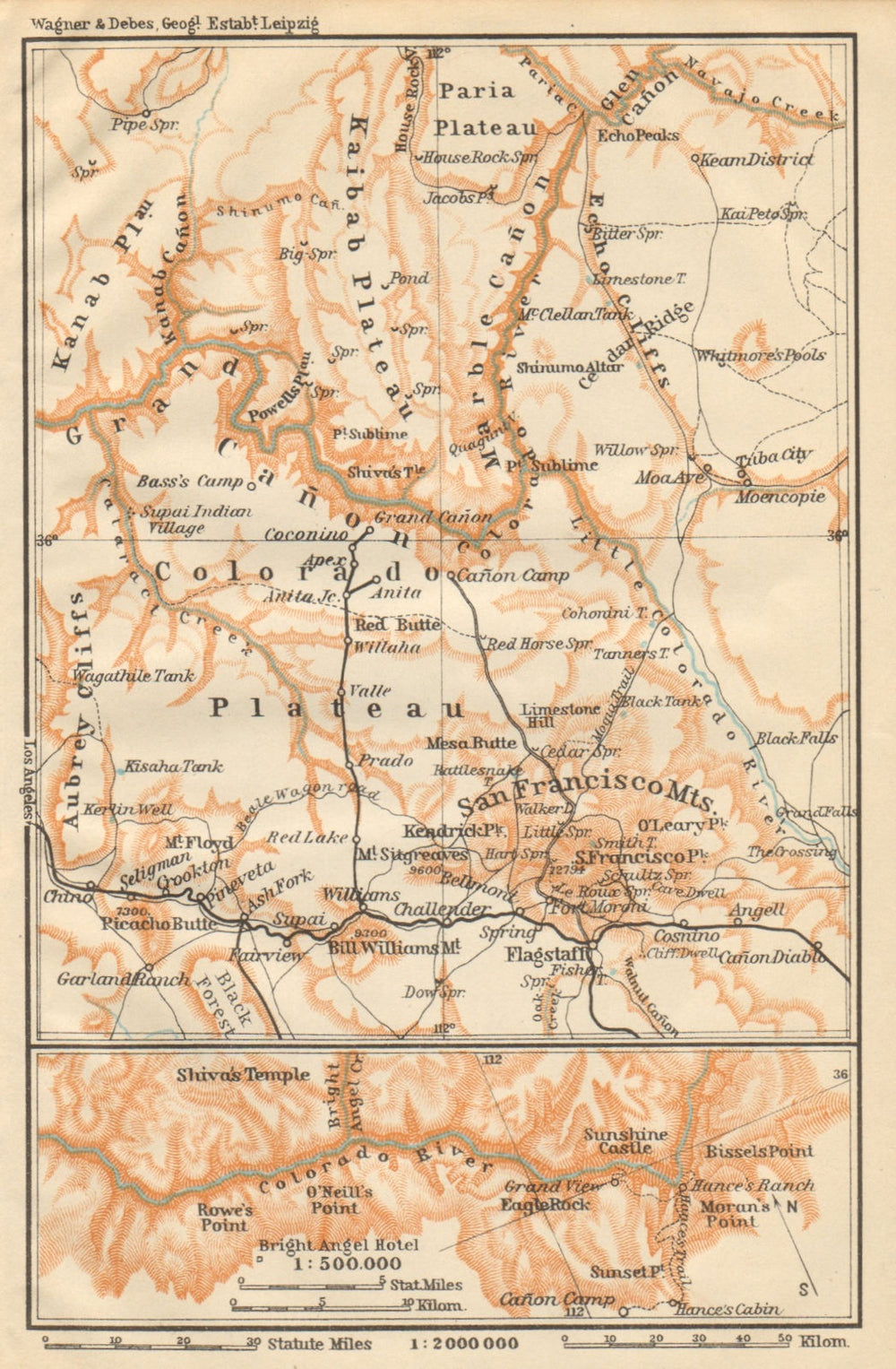 THE GRAND CANYON OF THE COLORADO RIVER. Arizona 1904 old antique map chart
