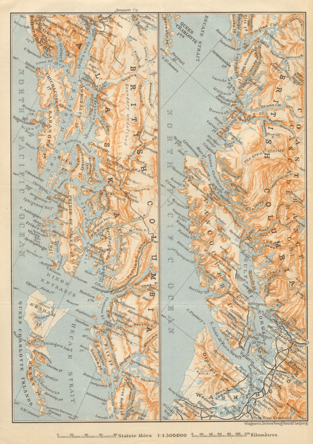 BRITISH COLOMBIA & ALASKA COAST. Vancouver & Queen Charlotte Islands 1904 map