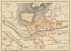 BURGOS antique town city ciudad plan. Spain España mapa. BAEDEKER 1908 old