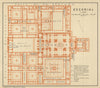 EL ESCORIAL floor plan. Spain España mapa. BAEDEKER 1908 old antique chart