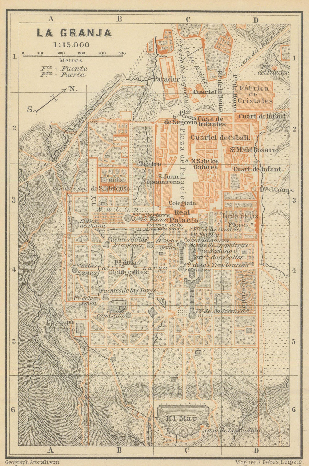 Royal Palace/Palacio Real de LA GRANJA de San Ildefonso. Ground plan 1908 map