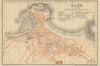 GIJON GIJÓN antique town city ciudad plan. Spain España mapa. BAEDEKER 1908