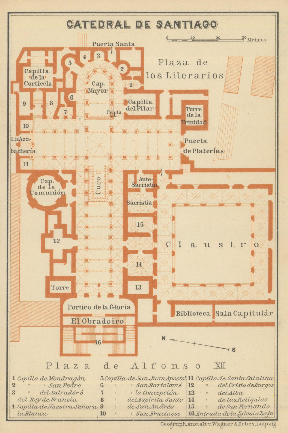 CATHEDRAL OF /  CATEDRAL DE SANTIAGO floor plan. Spain España mapa 1908