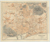 BARCELONA antique town city ciudad plan. Spain España mapa. BAEDEKER 1908