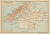 Island of MAJORCA MALLORCA topo-map. Spain España mapa. BAEDEKER 1908 old