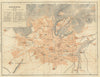 GRANADA antique town city ciudad plan. Spain España mapa. BAEDEKER 1908