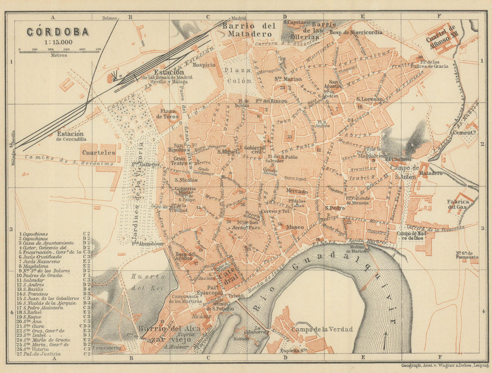 CORDOVA CÓRDOBA CORDOBA town city ciudad plan. Spain España mapa 1908 old